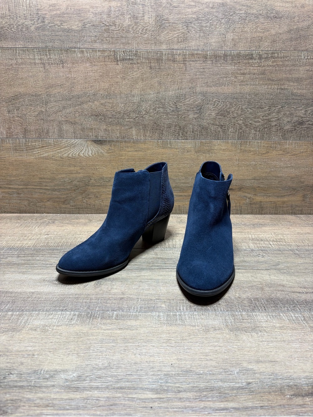 Vionic Navy Suede Ankle Booties